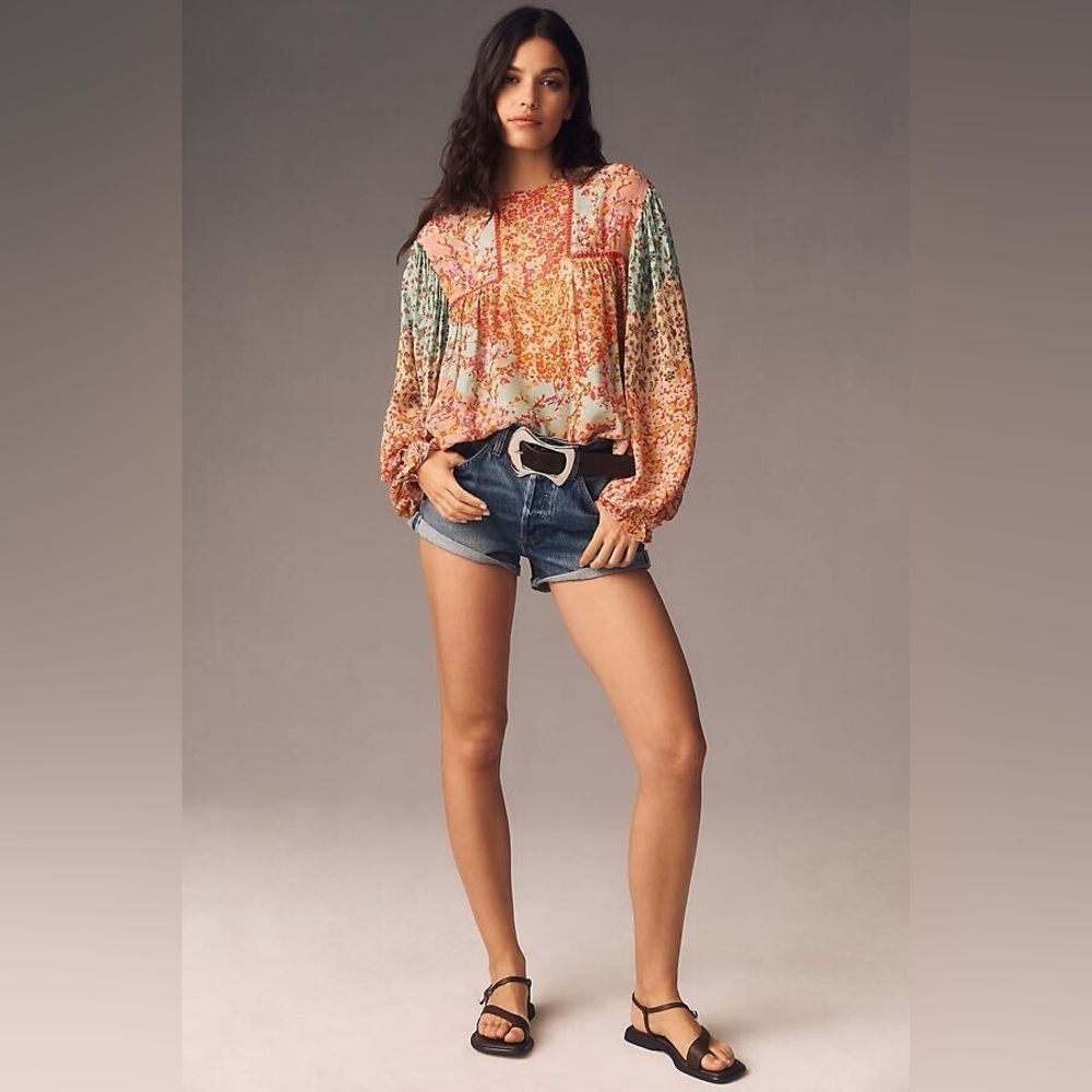 Anthropologie Bl-nk Miranda Peasant Blouse XS NWOT